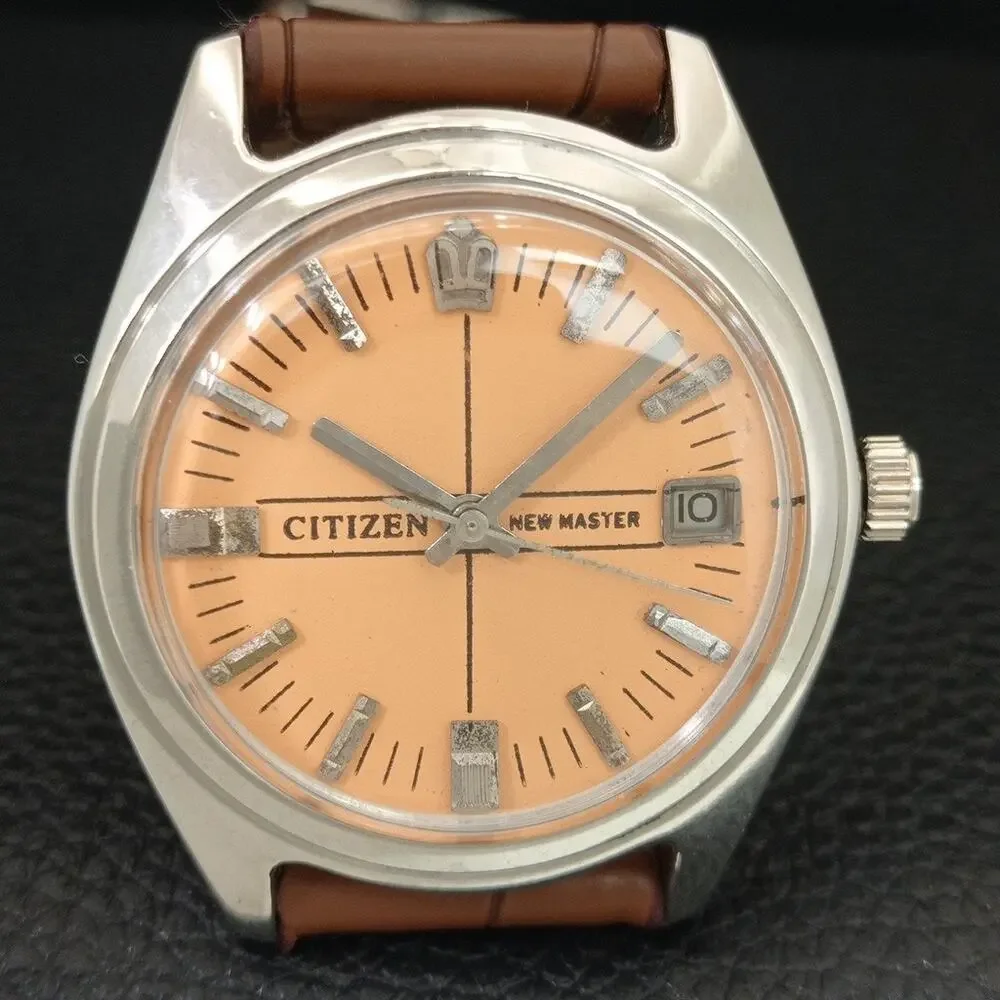 Vintage 1971 Citizen Manual Wound Mens Silver Watch W/Date & Silver accents